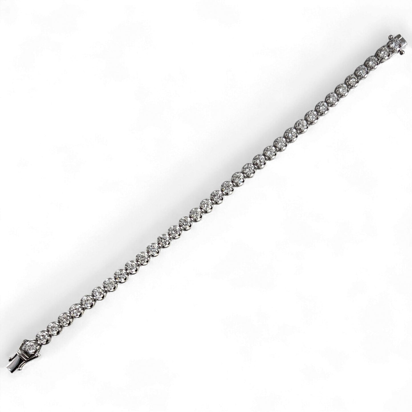 14k White Gold Diamond 4-Prong Tennis Bracelet 7.13ctw G-H SI1 12.2g 6.75"