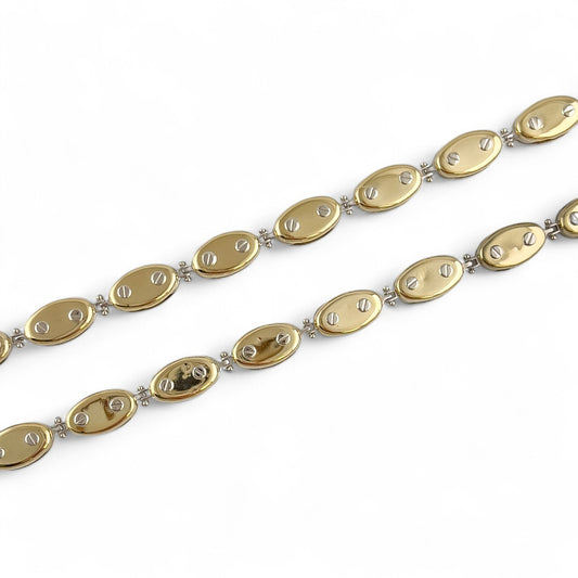 18k White Yellow Gold Motorcycle Bike Olive Fixie Chain Necklace 27" 65.9g ITALY
