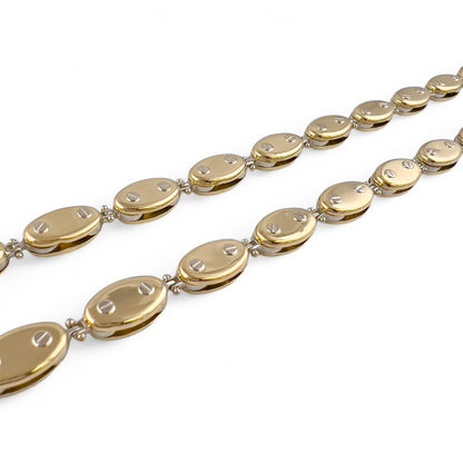 18k White Yellow Gold Motorcycle Bike Olive Fixie Chain Necklace 27" 65.9g ITALY