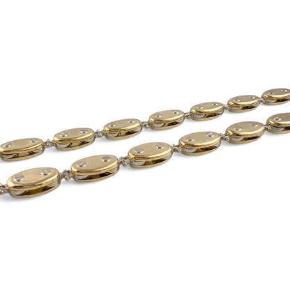 18k White Yellow Gold Motorcycle Bike Olive Fixie Chain Necklace 27" 65.9g ITALY