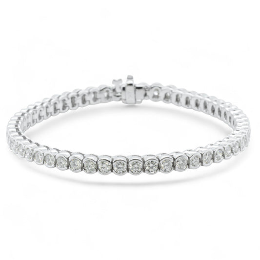 14k White Gold Diamond Half Bezel Tennis Bracelet 5.12ctw G SI1 7.25" 22.0g