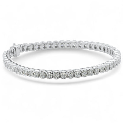 14k White Gold Diamond Half Bezel Tennis Bracelet 5.12ctw G SI1 7.25" 22.0g