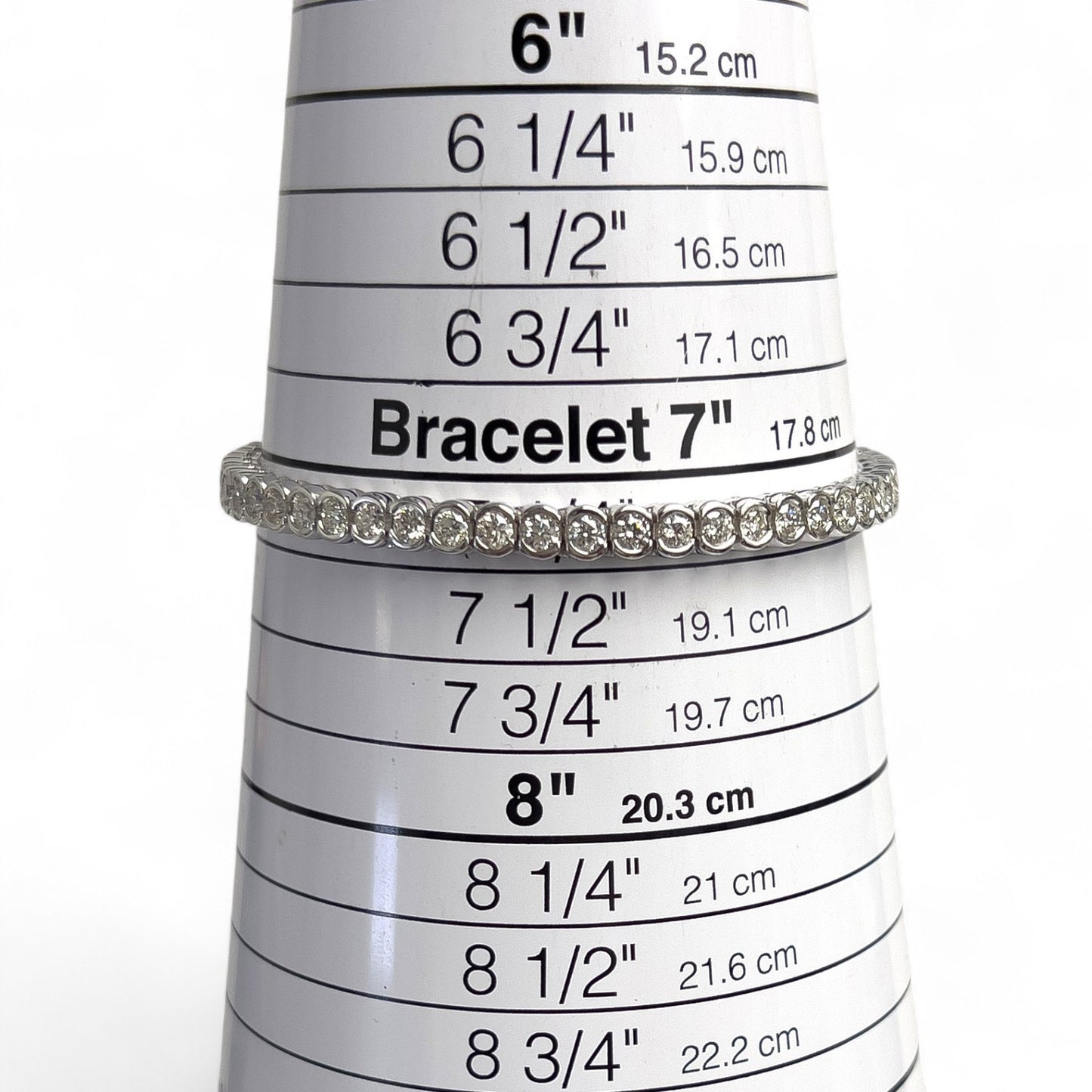 14k White Gold Diamond Half Bezel Tennis Bracelet 5.12ctw G SI1 7.25" 22.0g