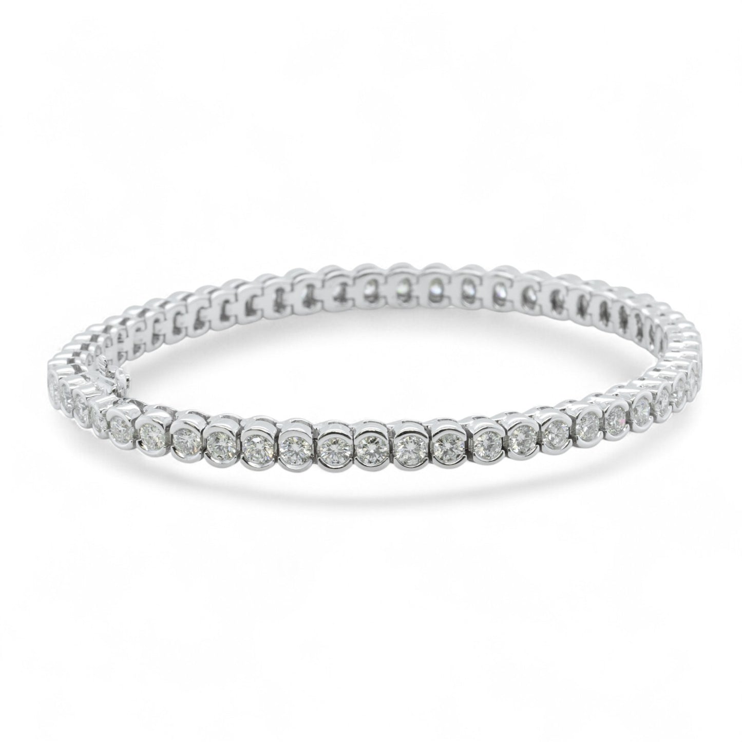 14k White Gold Diamond Half Bezel Tennis Bracelet 5.12ctw G SI1 7.25" 22.0g