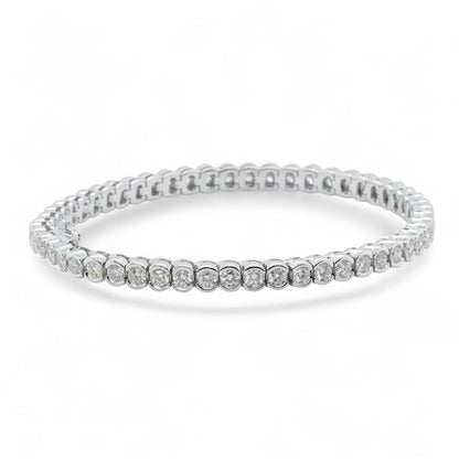 14k White Gold Diamond Half Bezel Tennis Bracelet 5.12ctw G SI1 7.25" 22.0g