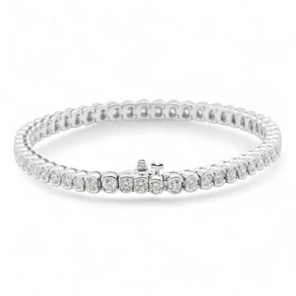 14k White Gold Diamond Half Bezel Tennis Bracelet 5.12ctw G SI1 7.25" 22.0g