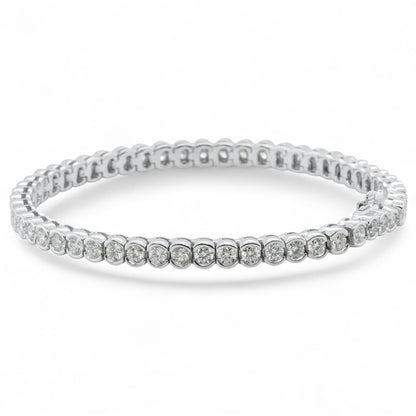 14k White Gold Diamond Half Bezel Tennis Bracelet 5.12ctw G SI1 7.25" 22.0g