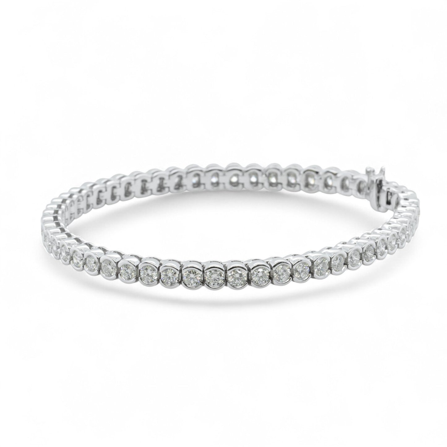 14k White Gold Diamond Half Bezel Tennis Bracelet 5.12ctw G SI1 7.25" 22.0g