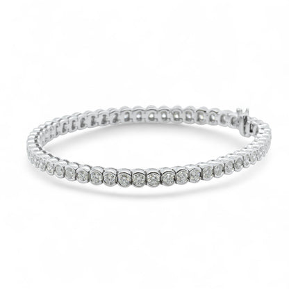 14k White Gold Diamond Half Bezel Tennis Bracelet 5.12ctw G SI1 7.25" 22.0g