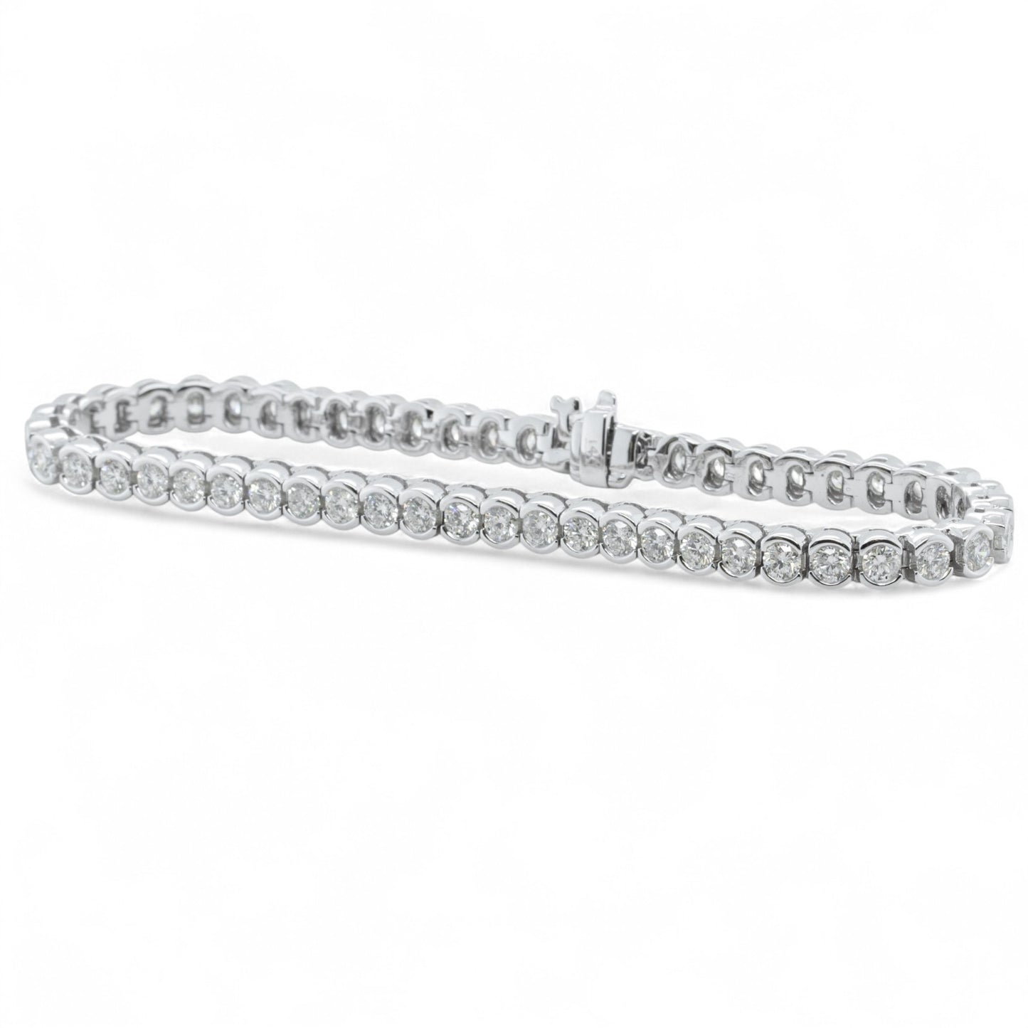 14k White Gold Diamond Half Bezel Tennis Bracelet 5.12ctw G SI1 7.25" 22.0g