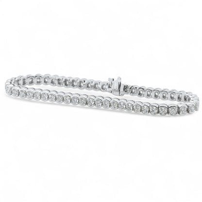 14k White Gold Diamond Half Bezel Tennis Bracelet 5.12ctw G SI1 7.25" 22.0g