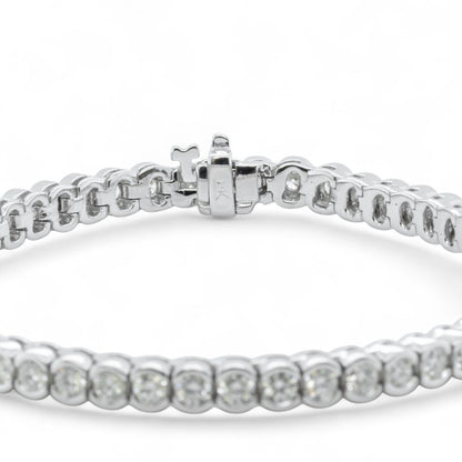 14k White Gold Diamond Half Bezel Tennis Bracelet 5.12ctw G SI1 7.25" 22.0g