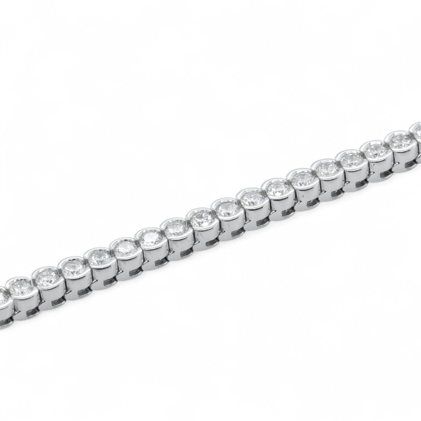 14k White Gold Diamond Half Bezel Tennis Bracelet 5.12ctw G SI1 7.25" 22.0g