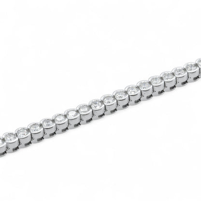 14k White Gold Diamond Half Bezel Tennis Bracelet 5.12ctw G SI1 7.25" 22.0g