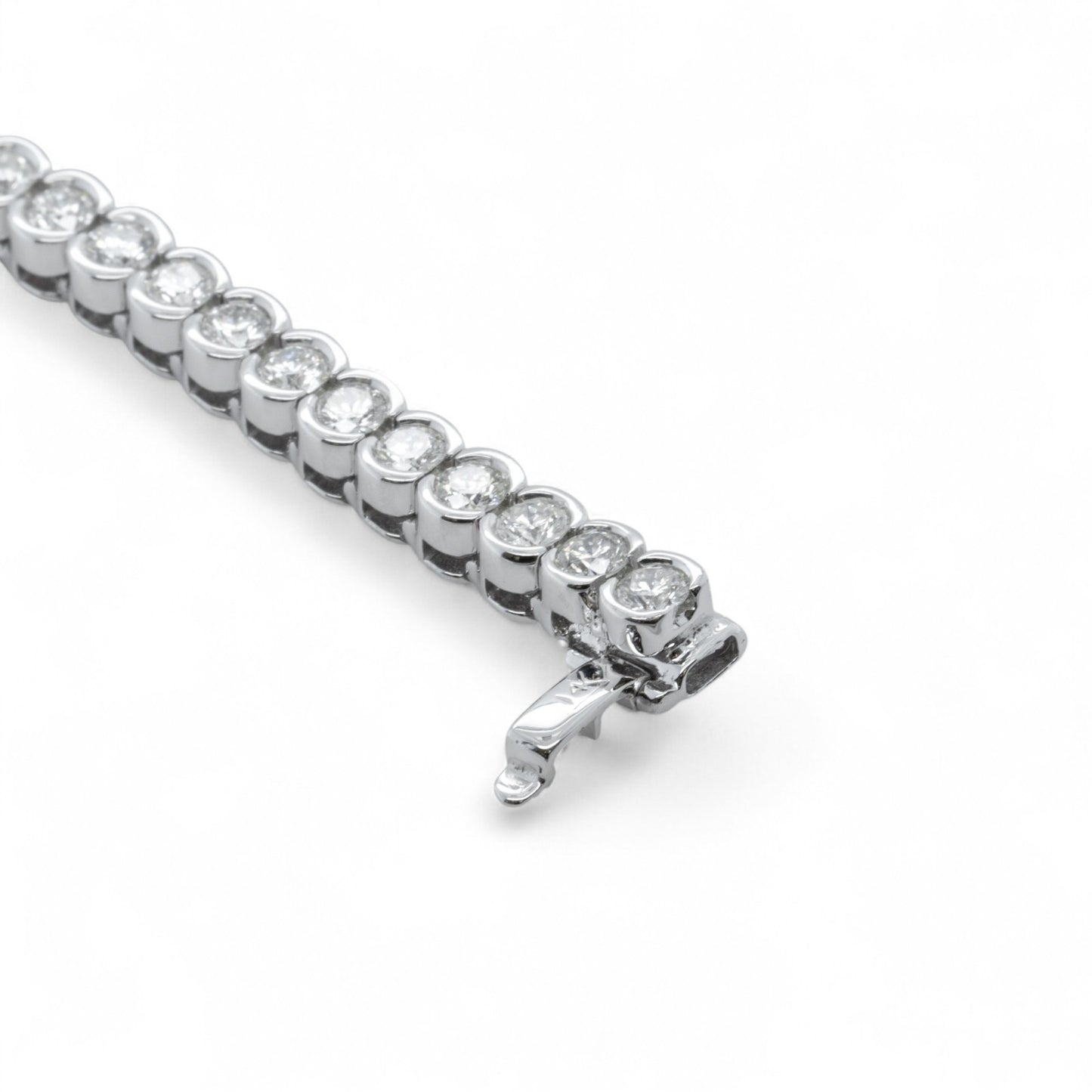 14k White Gold Diamond Half Bezel Tennis Bracelet 5.12ctw G SI1 7.25" 22.0g