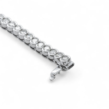 14k White Gold Diamond Half Bezel Tennis Bracelet 5.12ctw G SI1 7.25" 22.0g