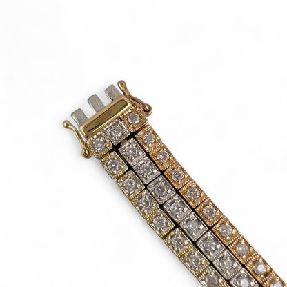 14k Yellow White Rose Gold G VS Diamond Tennis Bracelet 3.00ctw Size 6.75"