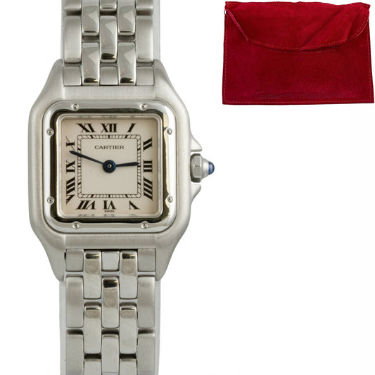 Cartier Panthere 1320 Stainless Steel Ladies 22mm Quartz Watch w/ POUCH