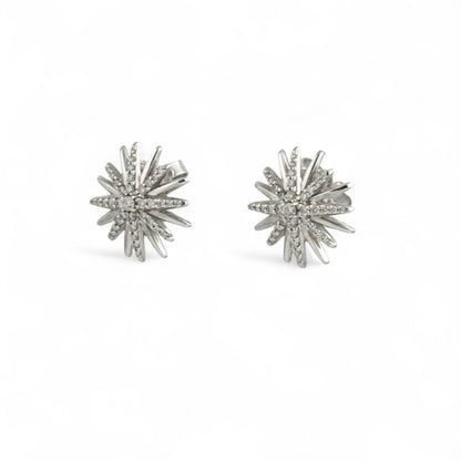 David Yurman Starburst Diamond 925 Sterling Silver Earrings 19mm 14K Post w/ BOX