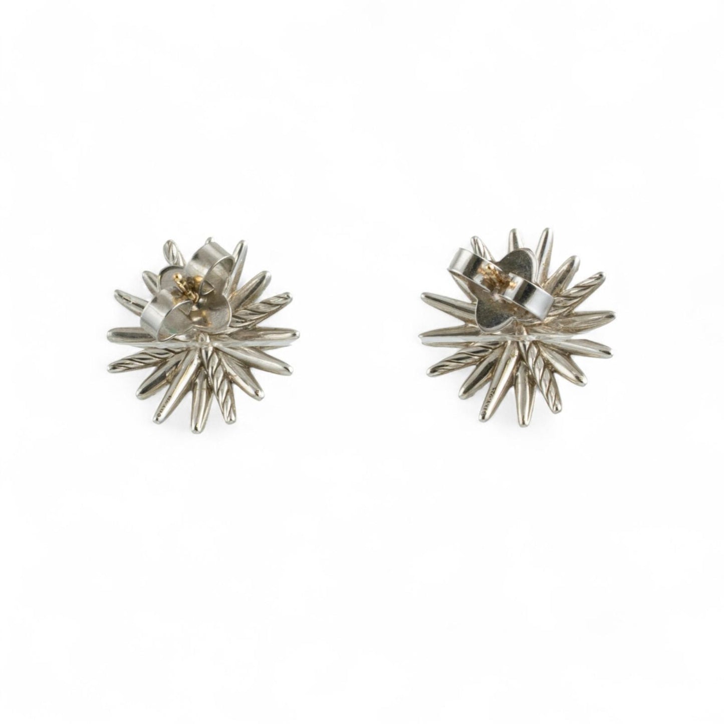 David Yurman Starburst Diamond 925 Sterling Silver Earrings 19mm 14K Post w/ BOX