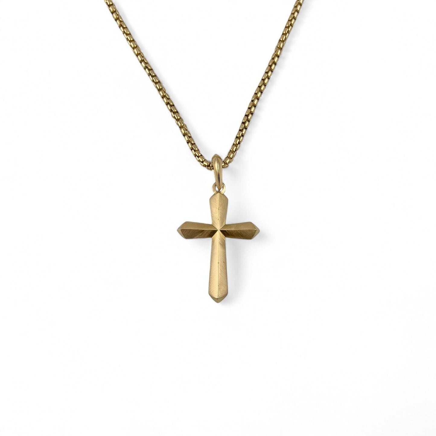 David Yurman Roman Cross 18k Yellow Gold Amulet Pendant Box Chain Necklace 24"