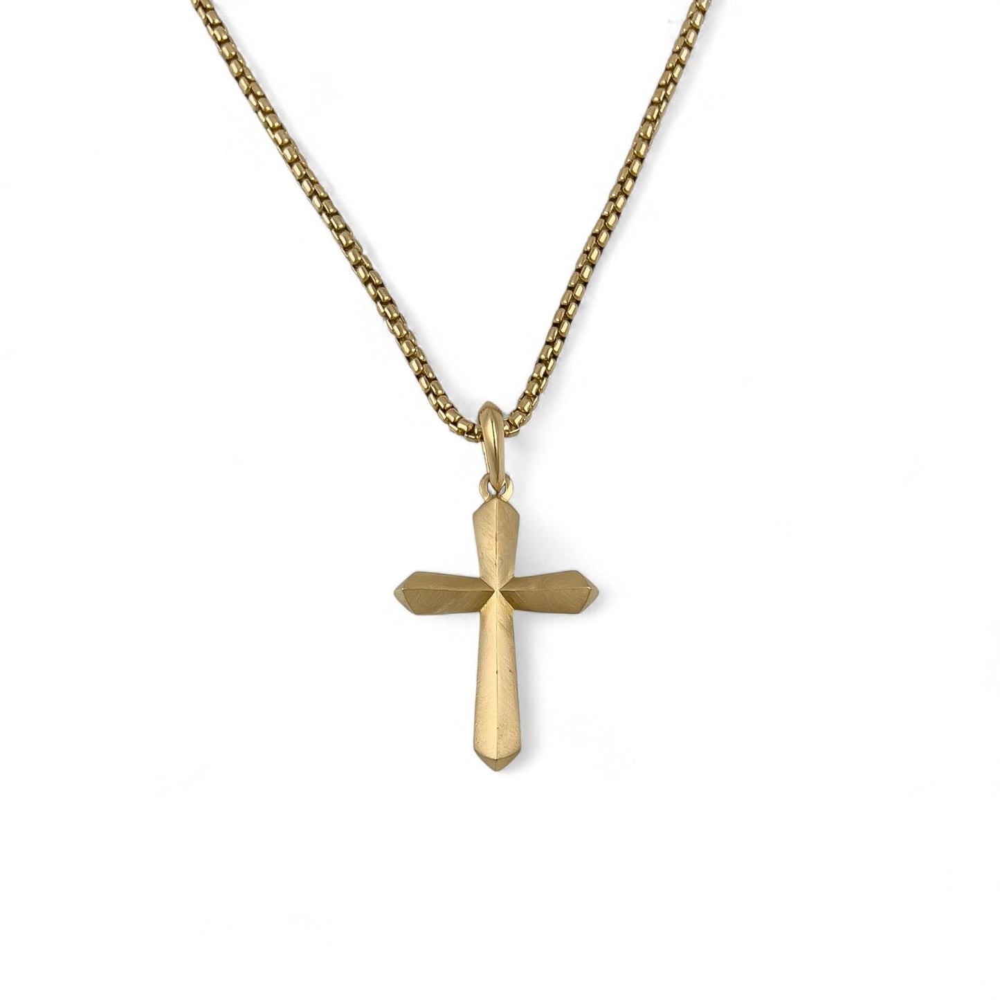 David Yurman Roman Cross 18k Yellow Gold Amulet Pendant Box Chain Necklace 24"