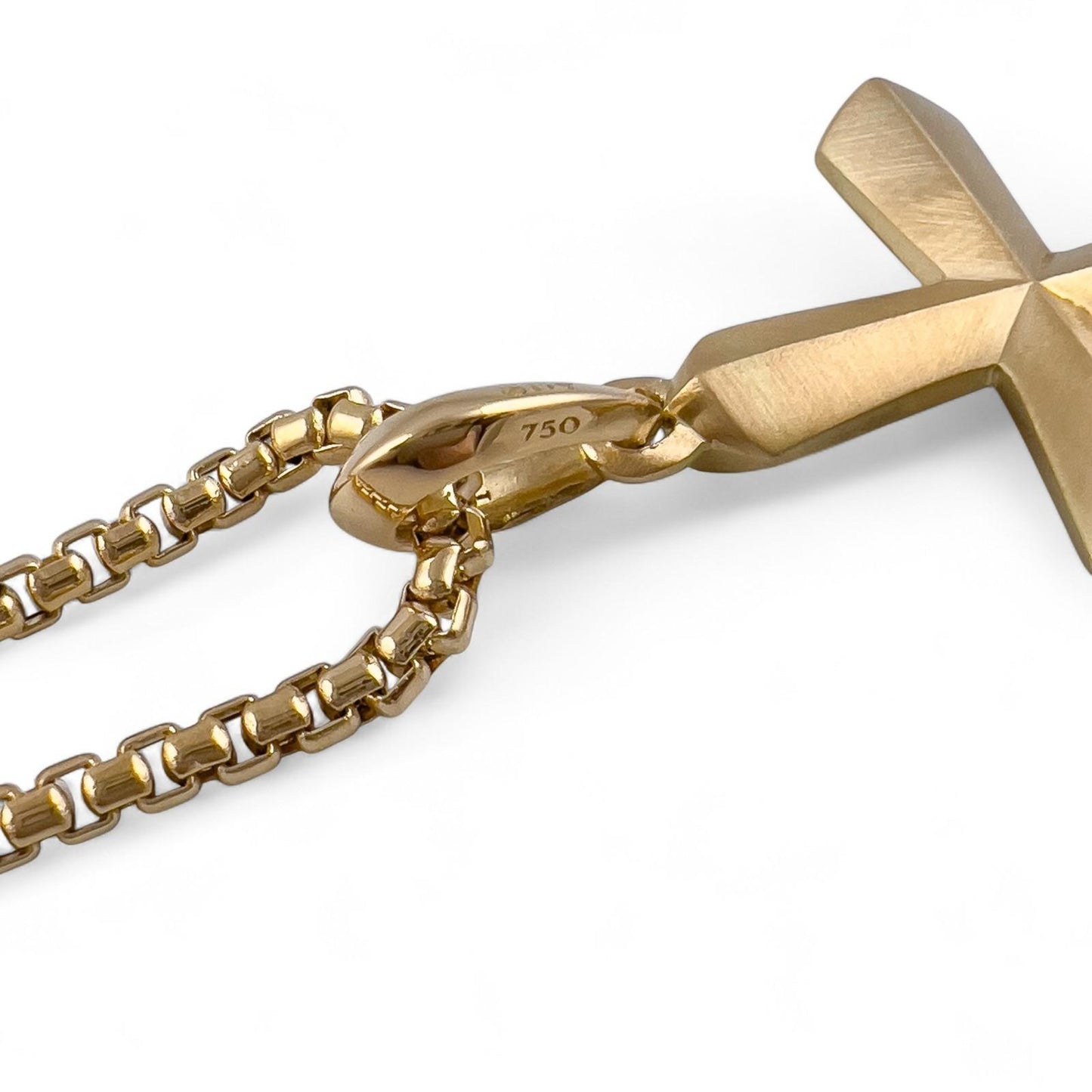 David Yurman Roman Cross 18k Yellow Gold Amulet Pendant Box Chain Necklace 24"