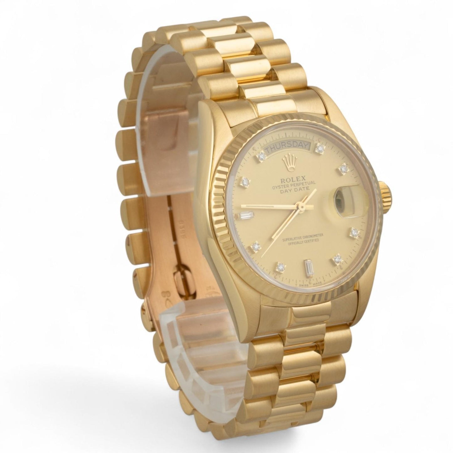 1985 Rolex Day-Date President 18038 CHAMPAGNE DIAMOND 36mm 18k Yellow Gold Watch