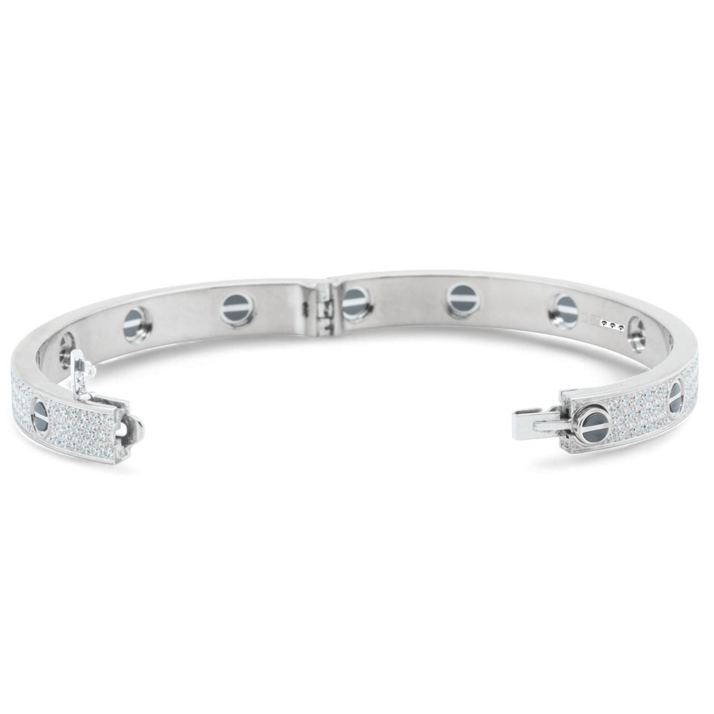 Cartier Love Ceramic Pave Diamond 18k White Gold Bracelet SZ 17 BOX CERTIFICATE