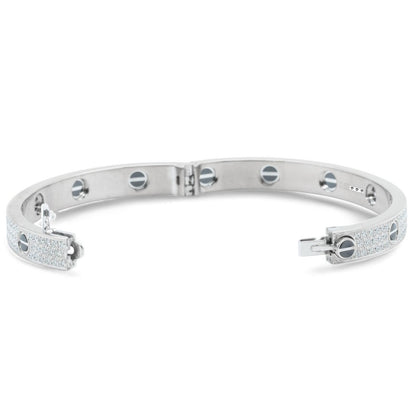 Cartier Love Ceramic Pave Diamond 18k White Gold Bracelet SZ 17 BOX CERTIFICATE