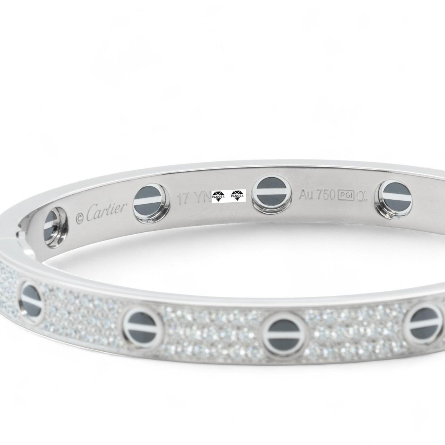 Cartier Love Ceramic Pave Diamond 18k White Gold Bracelet SZ 17 BOX CERTIFICATE