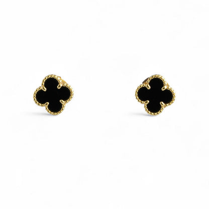 Van Cleef Arpels Onyx Sweet Alhambra 18k Yellow Gold Earrings POUCH RECPT CERT