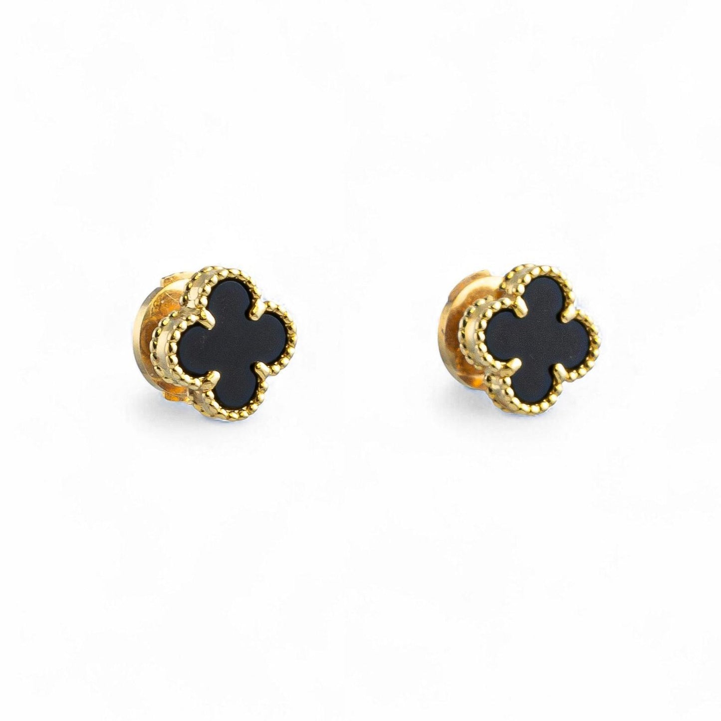 Van Cleef Arpels Onyx Sweet Alhambra 18k Yellow Gold Earrings POUCH RECPT CERT