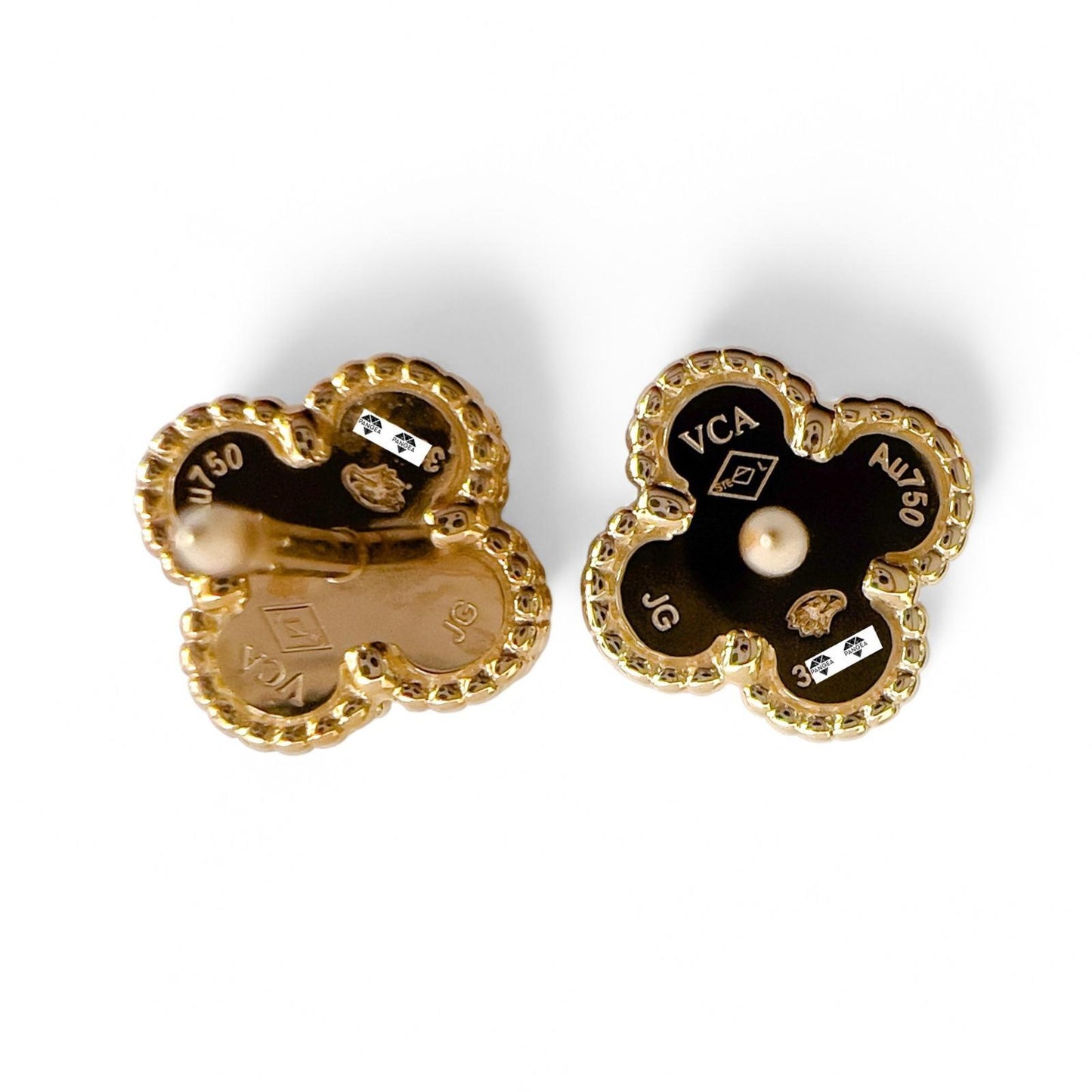 Van Cleef Arpels Onyx Sweet Alhambra 18k Yellow Gold Earrings POUCH RECPT CERT