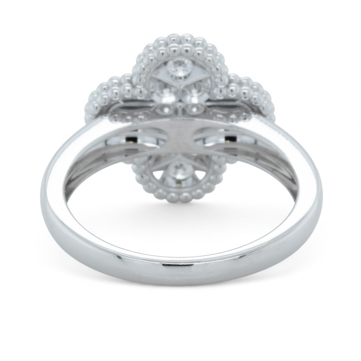 Van Cleef & Arpels Vintage Alhambra Diamond 18k White Gold Ring Size 55 BOX COA
