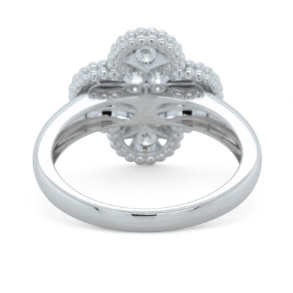Van Cleef & Arpels Vintage Alhambra Diamond 18k White Gold Ring Size 55 BOX COA