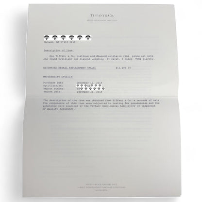 Tiffany & Co Platinum Diamond Engagement Wedding Ring Set 0.93ct I VVS2 BOX CERT