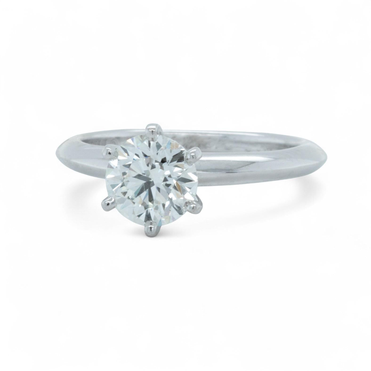 Tiffany & Co Platinum Diamond Engagement Wedding Ring Set 0.93ct I