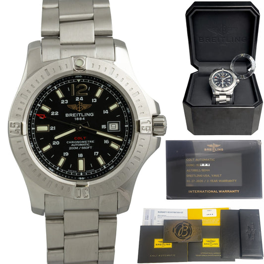 Breitling Colt Chronometer A17388 Stainless Steel Black Dial 44mm BOX + PAPERS