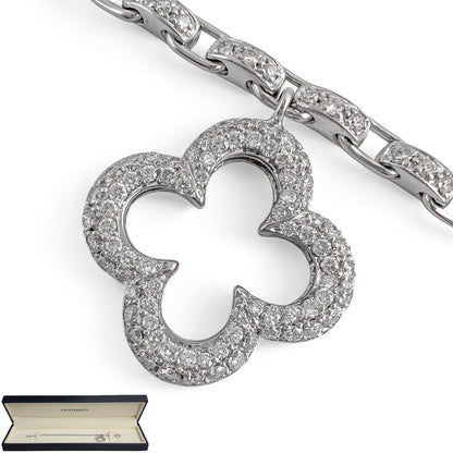 Mouawad Heidi Klum 18k White Gold Pave Diamond Clover Quatrefoil Bracelet w/ BOX