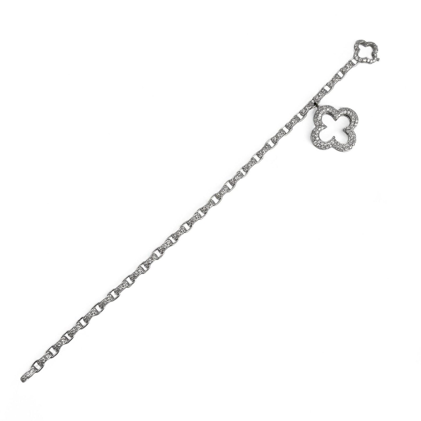 Mouawad Heidi Klum 18k White Gold Pave Diamond Clover Quatrefoil Bracelet w/ BOX