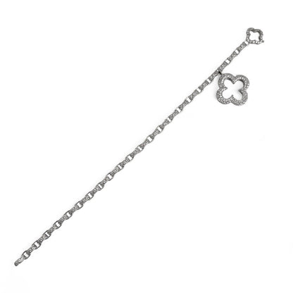 Mouawad Heidi Klum 18k White Gold Pave Diamond Clover Quatrefoil Bracelet w/ BOX