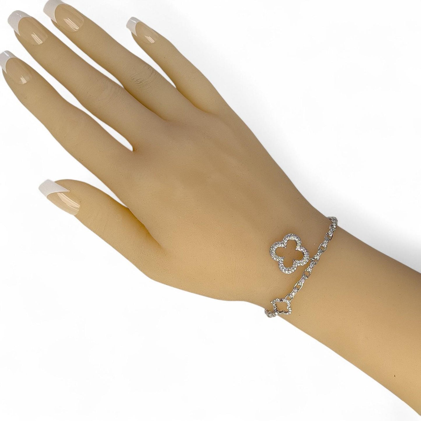 Mouawad Heidi Klum 18k White Gold Pave Diamond Clover Quatrefoil Bracelet w/ BOX