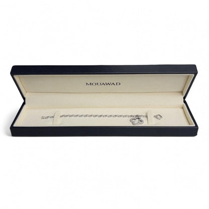 Mouawad Heidi Klum 18k White Gold Pave Diamond Clover Quatrefoil Bracelet w/ BOX