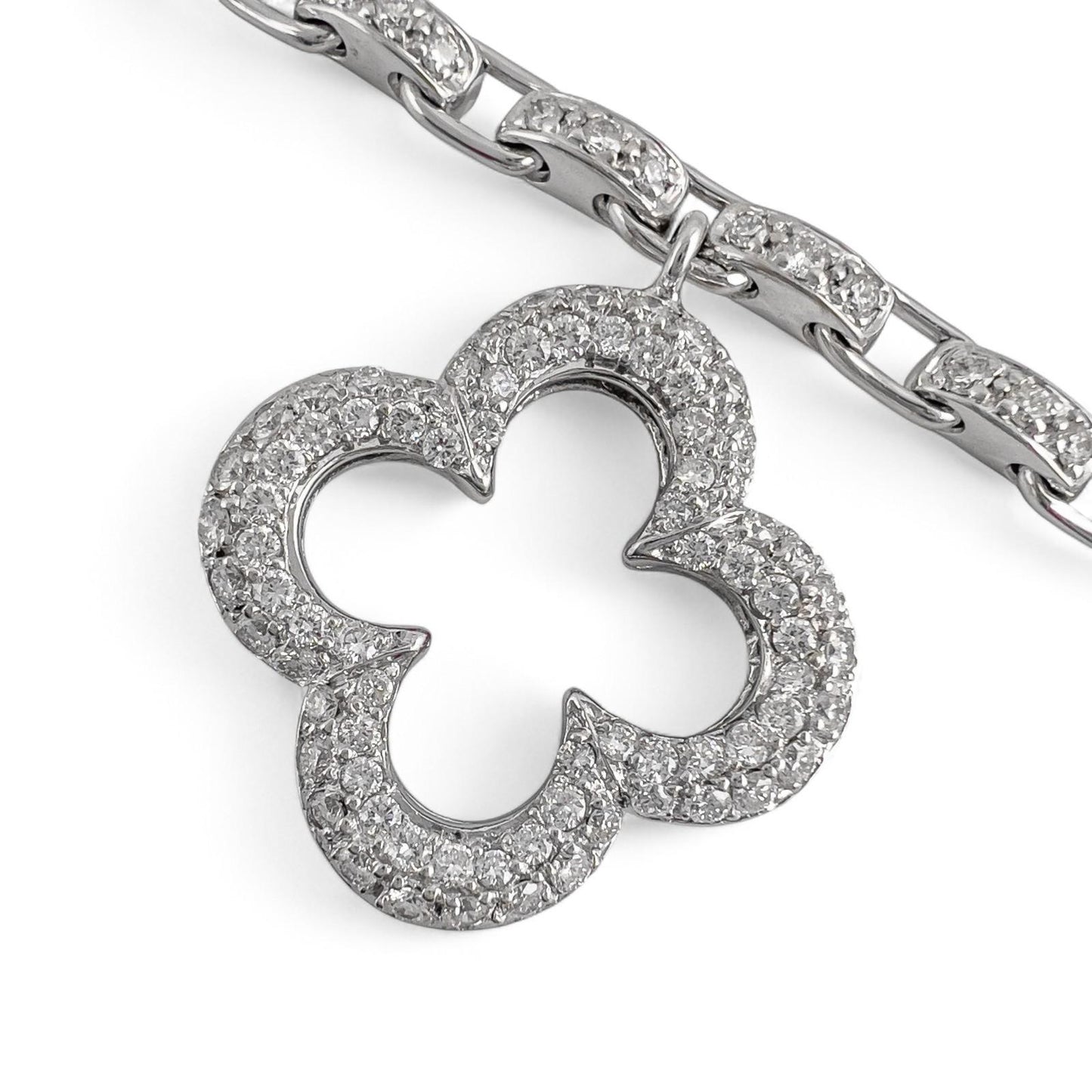 Mouawad Heidi Klum 18k White Gold Pave Diamond Clover Quatrefoil Bracelet w/ BOX