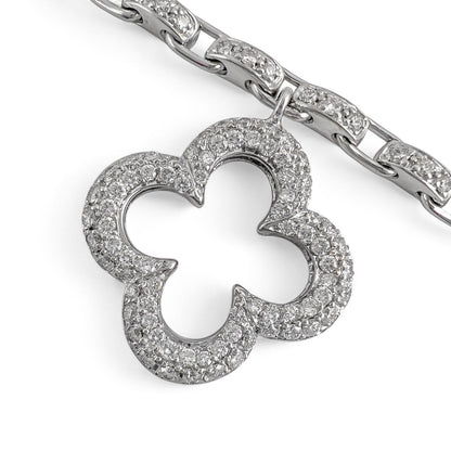 Mouawad Heidi Klum 18k White Gold Pave Diamond Clover Quatrefoil Bracelet w/ BOX