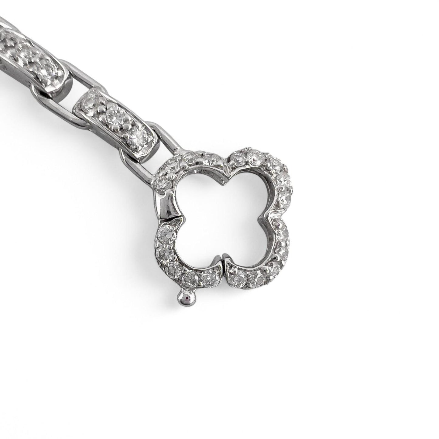 Mouawad Heidi Klum 18k White Gold Pave Diamond Clover Quatrefoil Bracelet w/ BOX