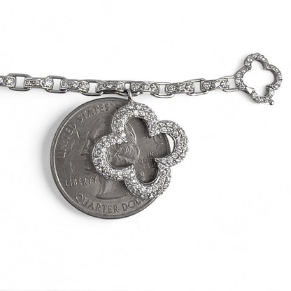 Mouawad Heidi Klum 18k White Gold Pave Diamond Clover Quatrefoil Bracelet w/ BOX