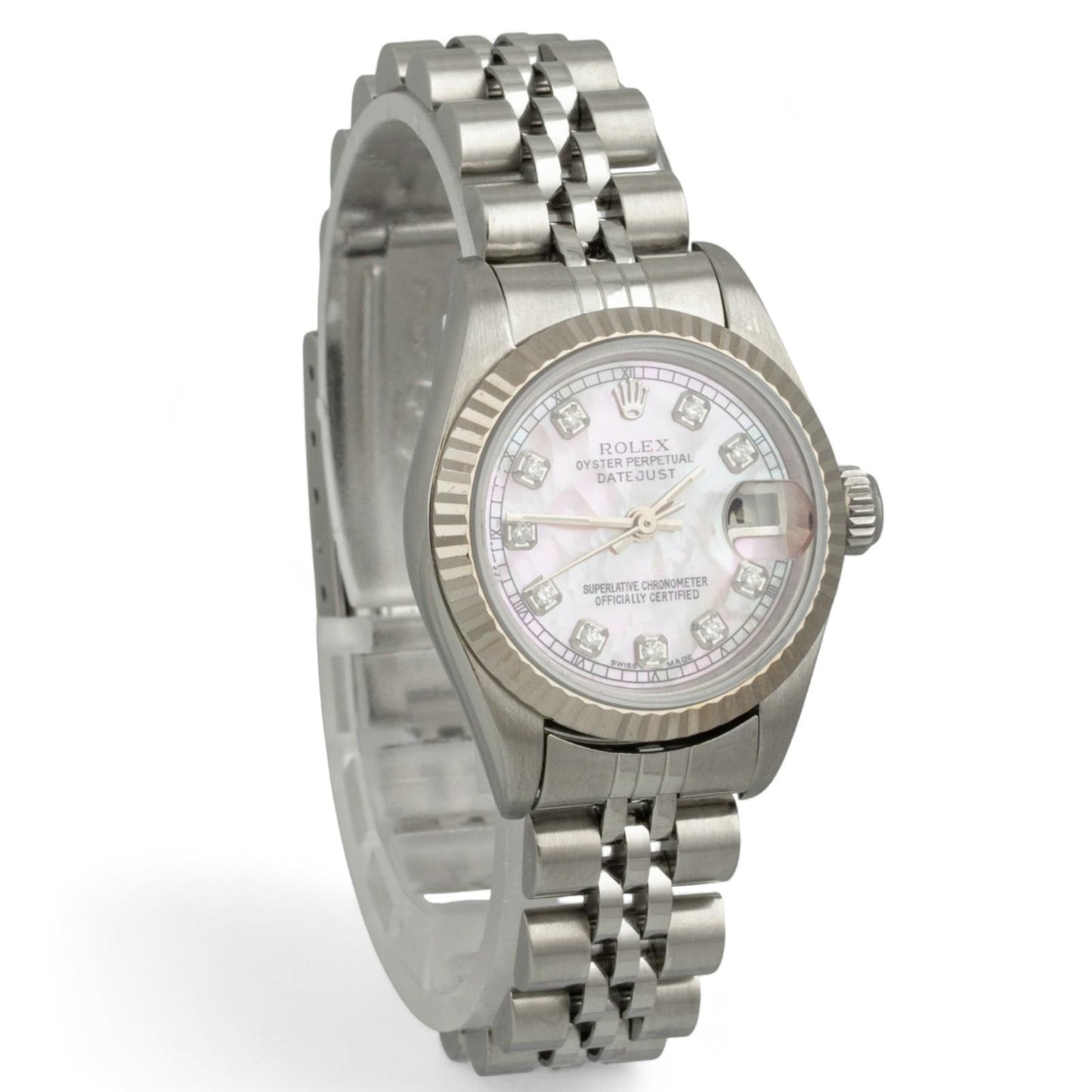 1996 Rolex DateJust 69174 Rose MOP Diamond Stainless Steel 26mm Ladies Watch BOX