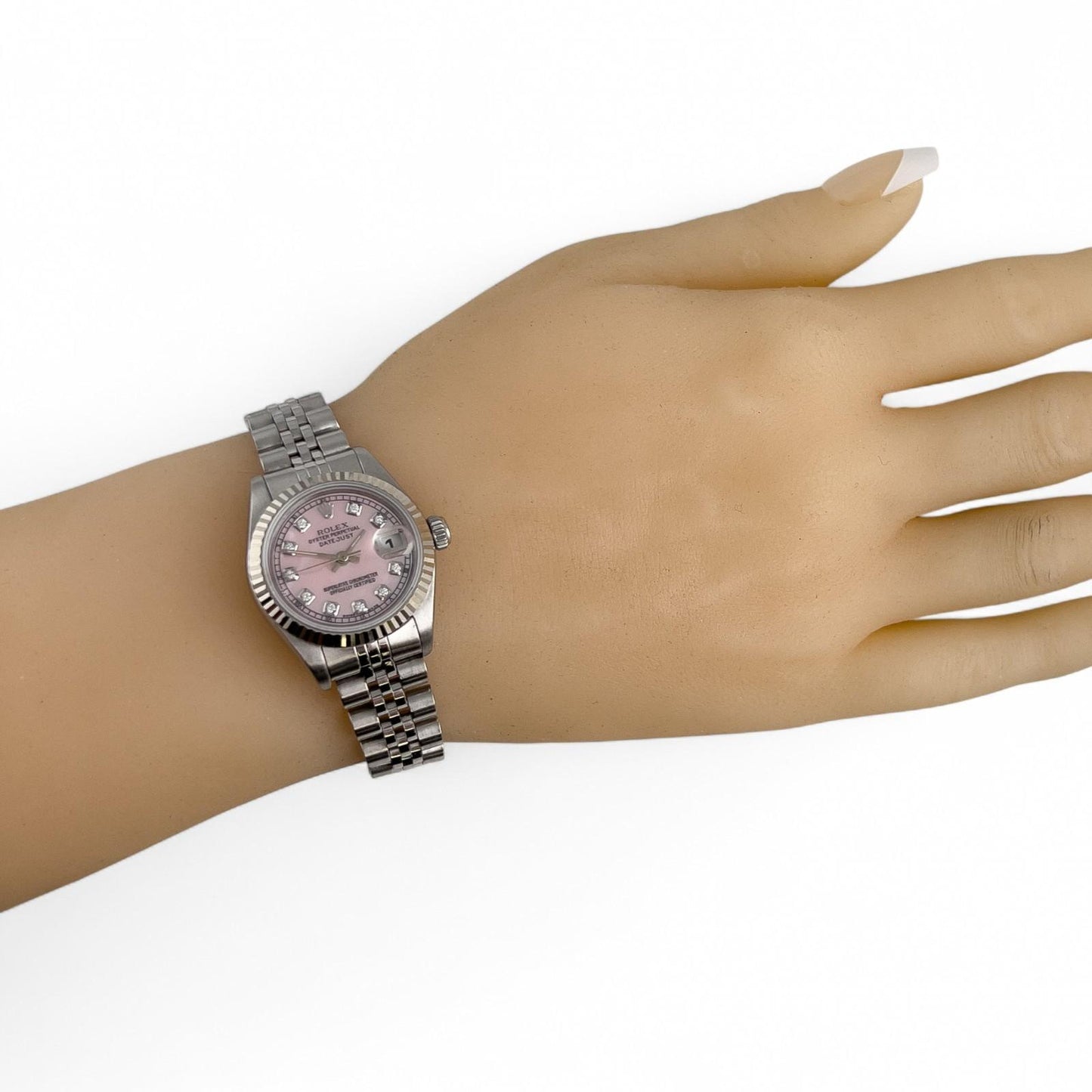 1996 Rolex DateJust 69174 Rose MOP Diamond Stainless Steel 26mm Ladies Watch BOX